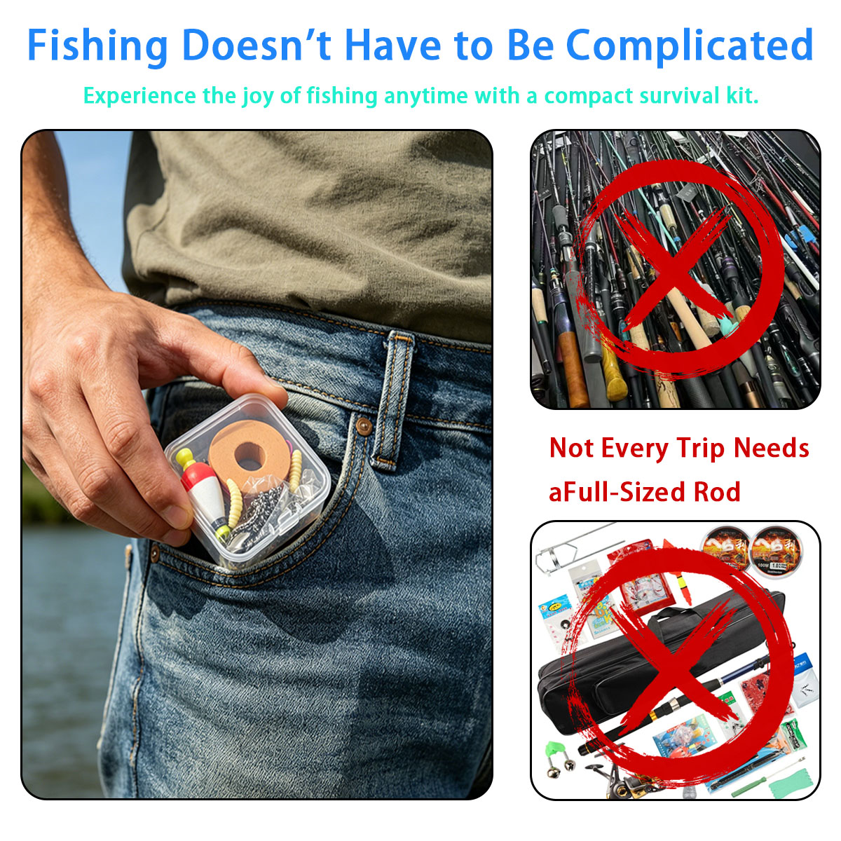 Fishing Lure Making Kit - Draagbare noodvisuitrusting, draagbare noodvisset voor buitengebruik