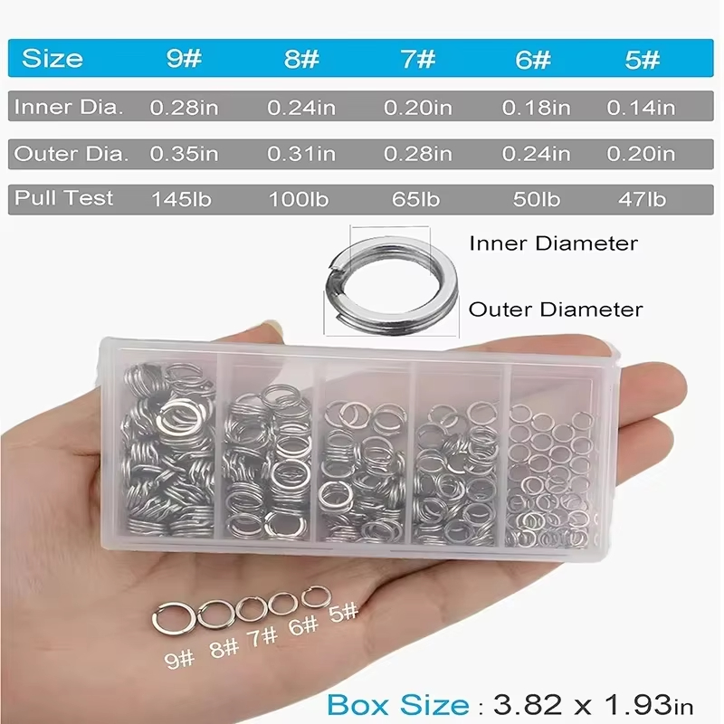 5 Size Rvs Vissen Split Ringen - Fishing Lure Box recensie en prijs
